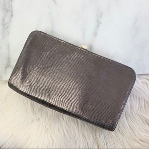 Express gray and gold clutch